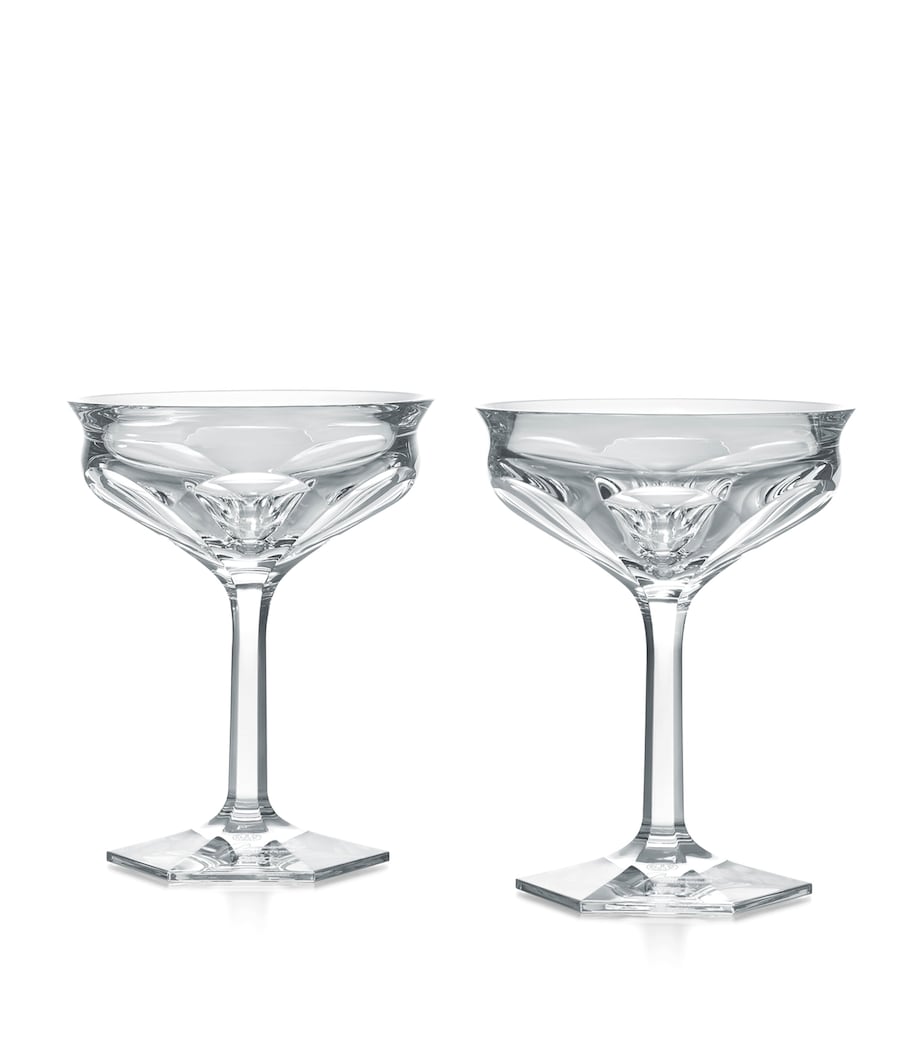 Baccarat set of 2 faceted crystal champagne glasses 260ml - British product
