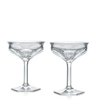 Baccarat set of 2 faceted crystal champagne glasses 260ml - British product