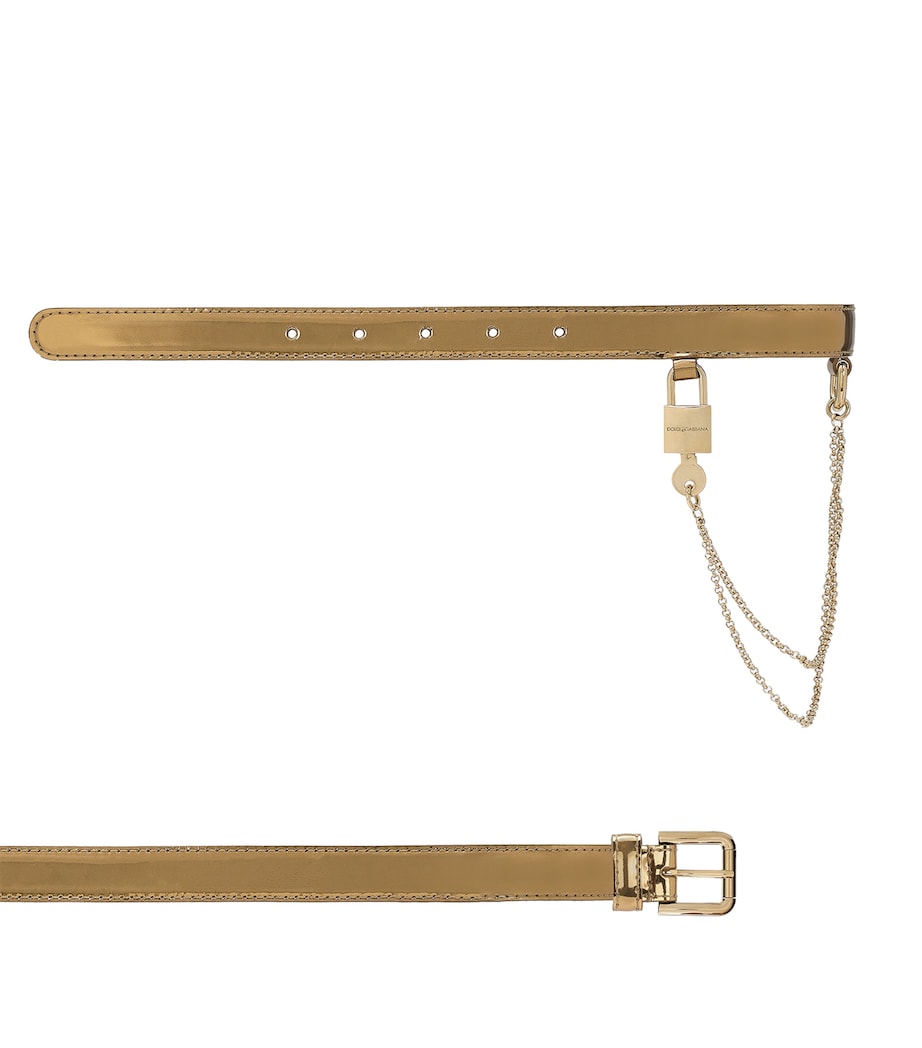 Dolce&Gabbana leather belt with chain padlock key - British product