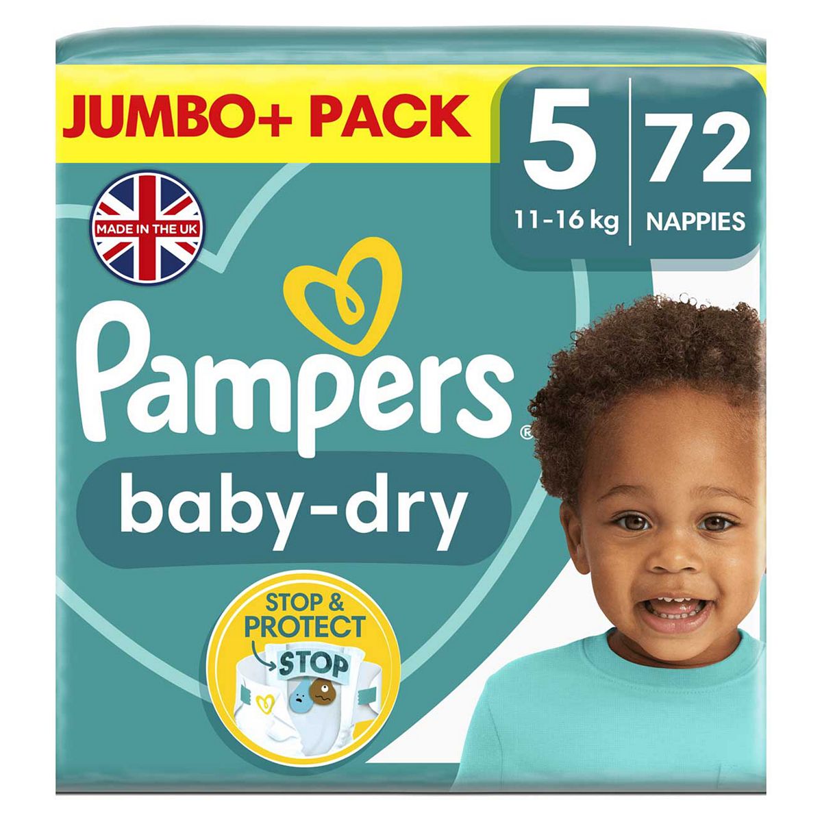 Pampers Baby-Dry Size 5, 72 Nappies, 11kg-16kg, Jumbo+ Pack GOODS Boots   