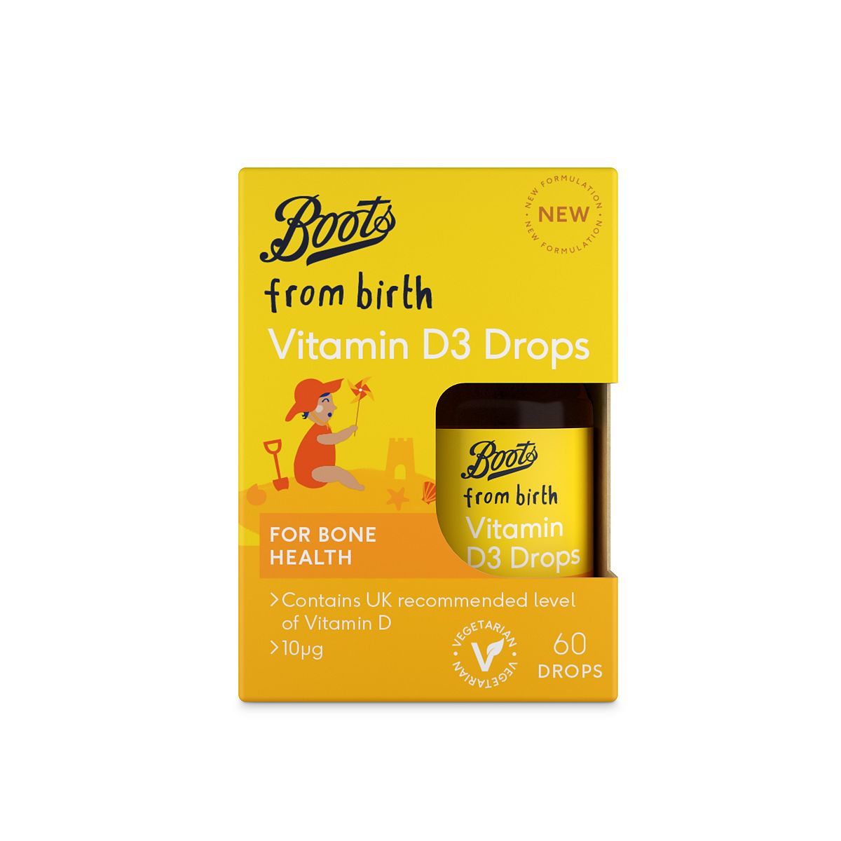 Boots Baby Vitamin D3 Drops - 60 Drops Baby Healthcare Boots   