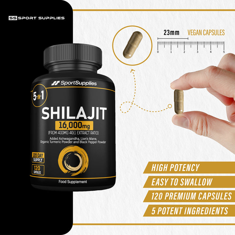 SS Sport Supplies Shilajit Complex 120 capsules, imported from the UK