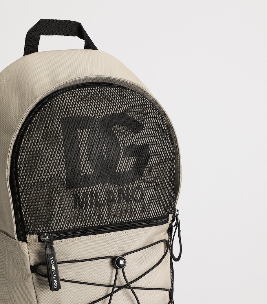 Dolce&Gabbana Kids mesh logo backpack with pockets, UK version
