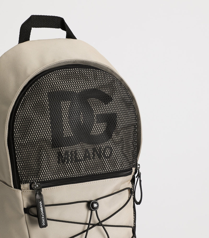 Dolce&Gabbana Kids mesh logo backpack with pockets, UK version