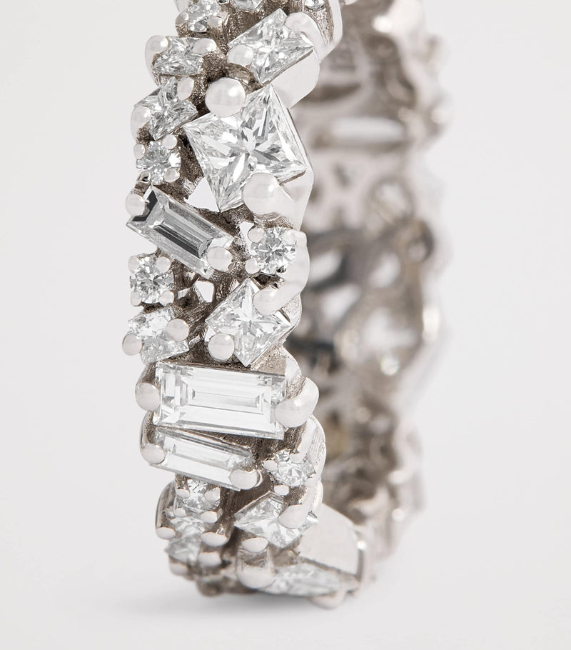 Suzanne Kalan La Fantaisie eternity ring white gold diamond baguette princess cut, UK version