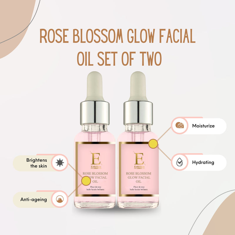 Erth Skin Rose Blossom Facial Oil 2x30ml, imported from the UK