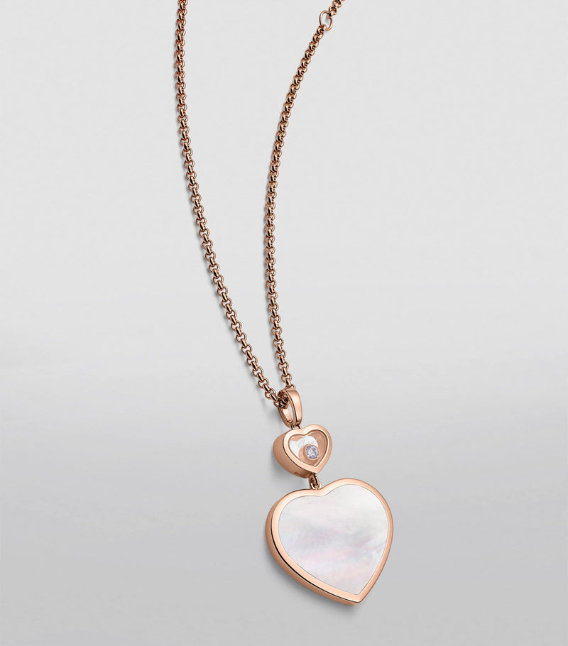 Chopard Happy Hearts pendant necklace rose gold mother-of-pearl diamond, imported from the UK