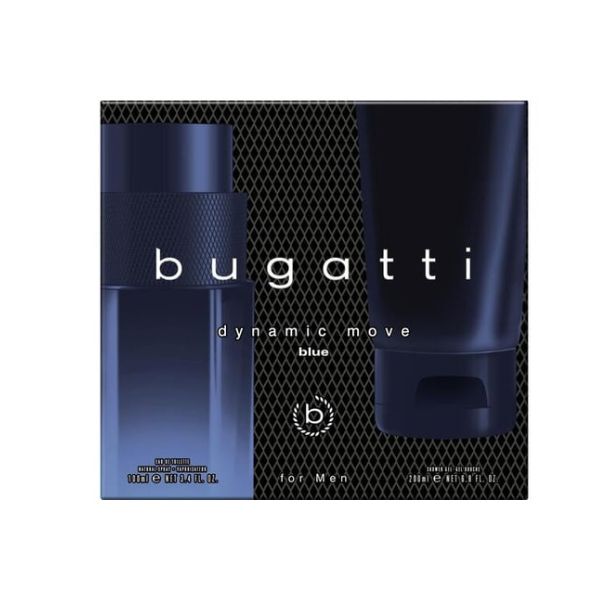 Bugatti Dynamic Move Blue set 100ml EDT 200ml shower gel (British brand)