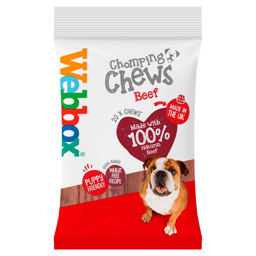 Webbox Chomping Chews with Beef  Dog Treats 20 Pack