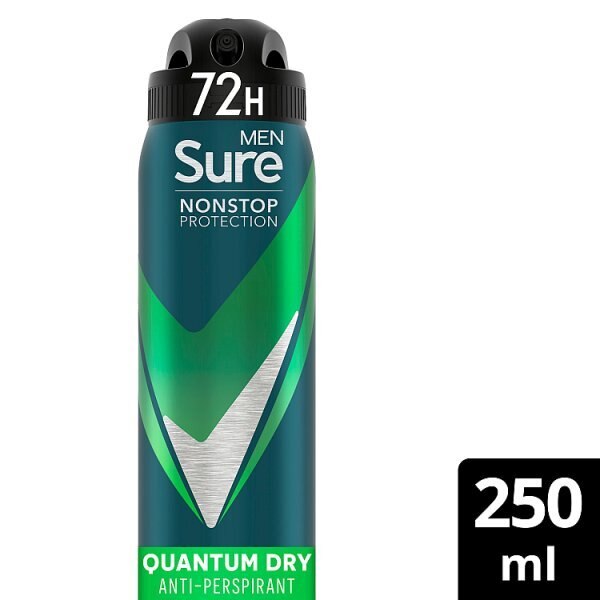 Sure Men Antiperspirant Deo Aerosol Nonstop Quantum 150ml GOODS Superdrug 250ML  