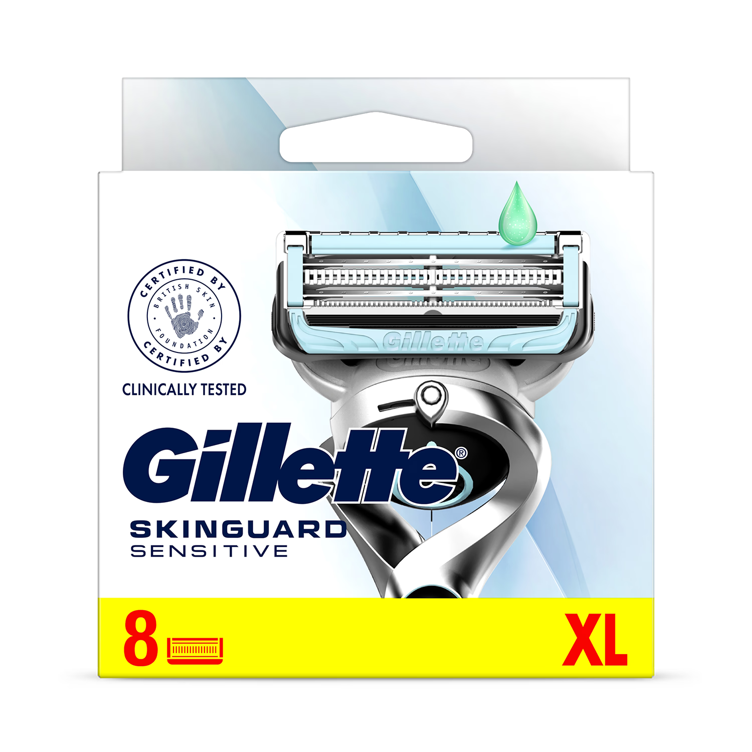 Gillette SkinGuard Sensitive razor blade refills 8 count (British brand)