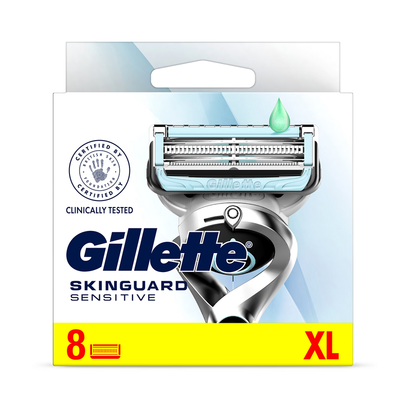 Gillette SkinGuard Sensitive razor blade refills 8 count (British brand)