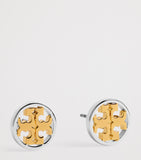 Tory Burch gold and silver-plated icon stud earrings 10mm, imported from the UK