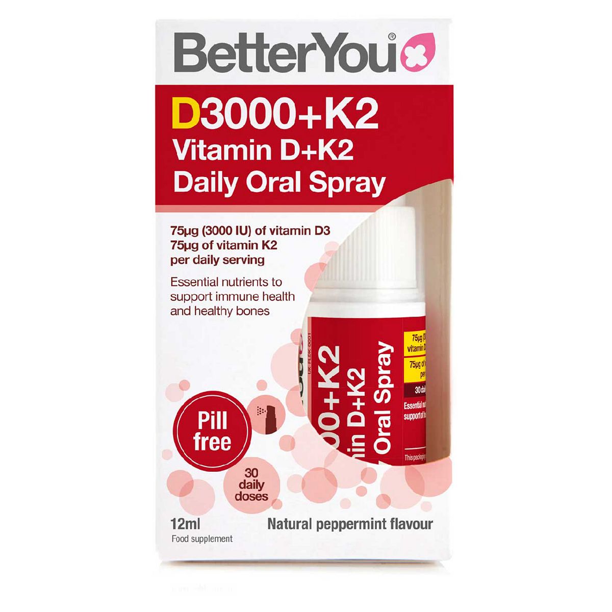 BetterYou D3000 + K2 Vitamin D + K2 Daily Oral Spray 12ml GOODS Boots   