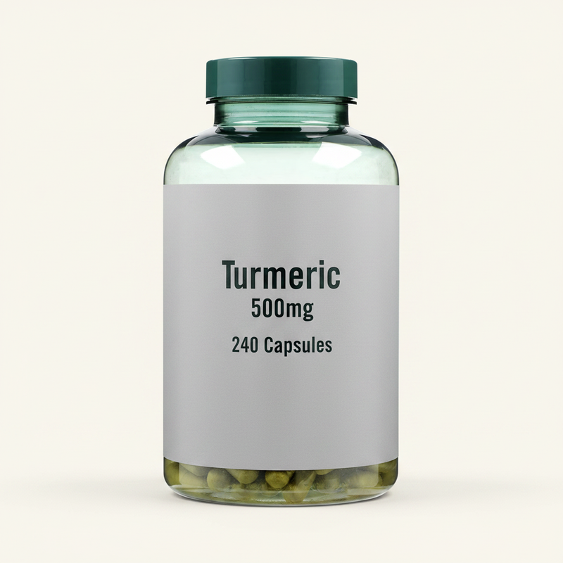Holland & Barrett turmeric capsules 500mg 240 count, UK version