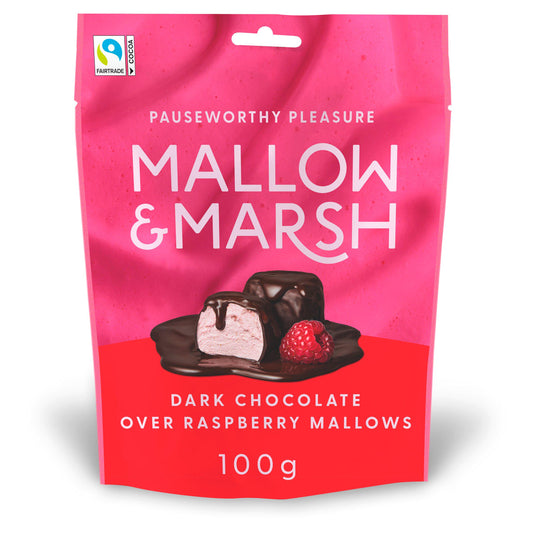 Mallow & Marsh Raspberry Marshmallows Coated in 70% Dark Chocolate 100g GOODS Sainsburys   