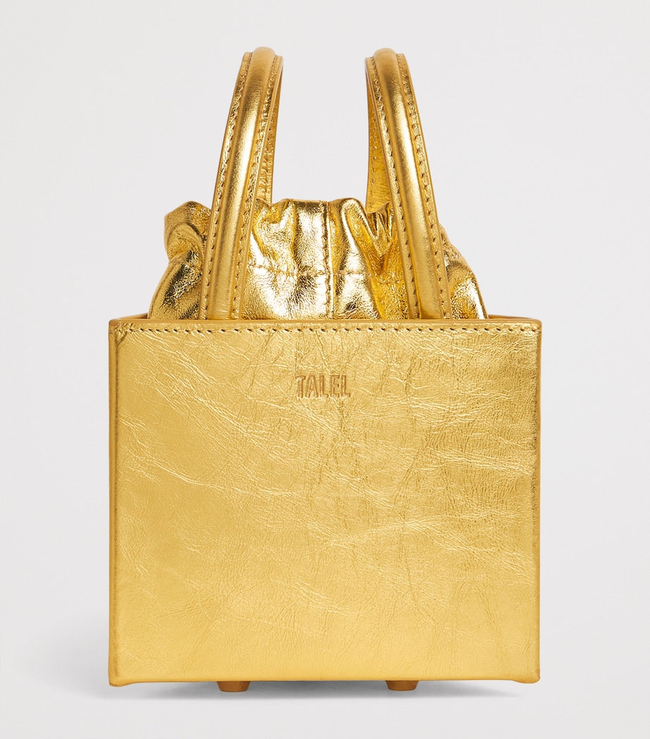 Talel Paris metallic leather triangle top-handle bag (British brand)