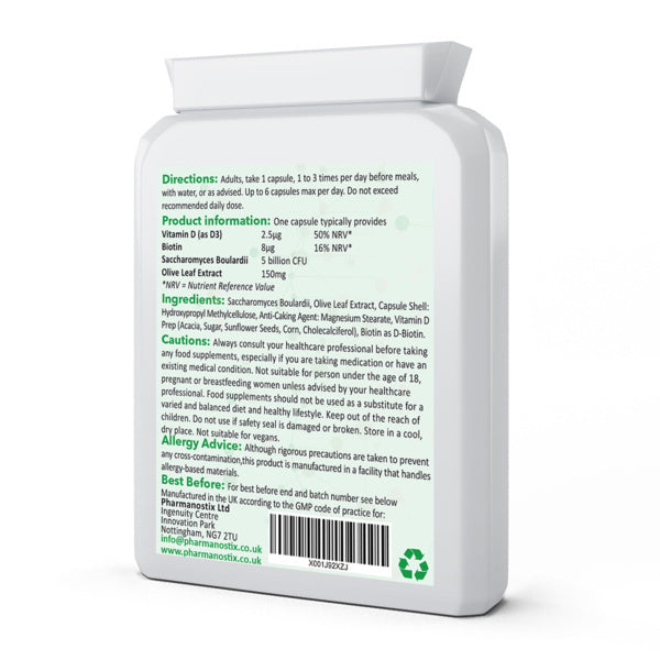 Pharmanostix Saccharomyces Boulardii probiotic 90 capsules (British brand)