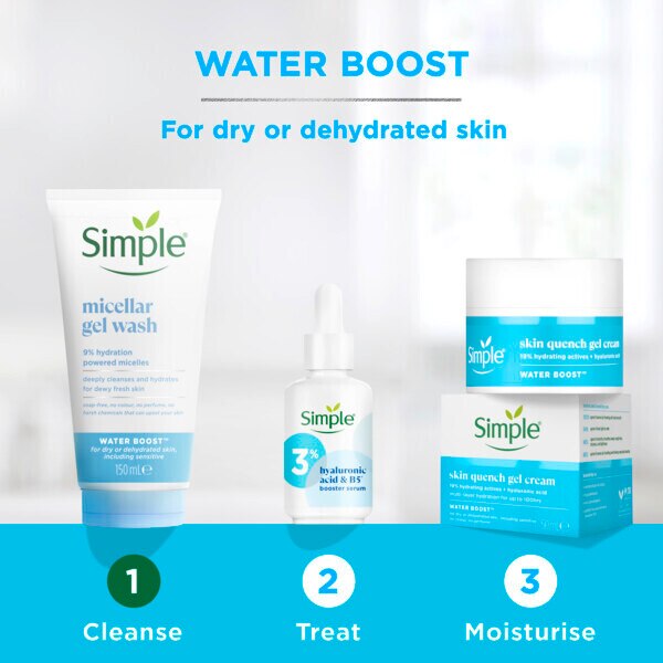 Simple Water Boost Micellar Facial Gel Facial Wash Cleanser GOODS Superdrug   