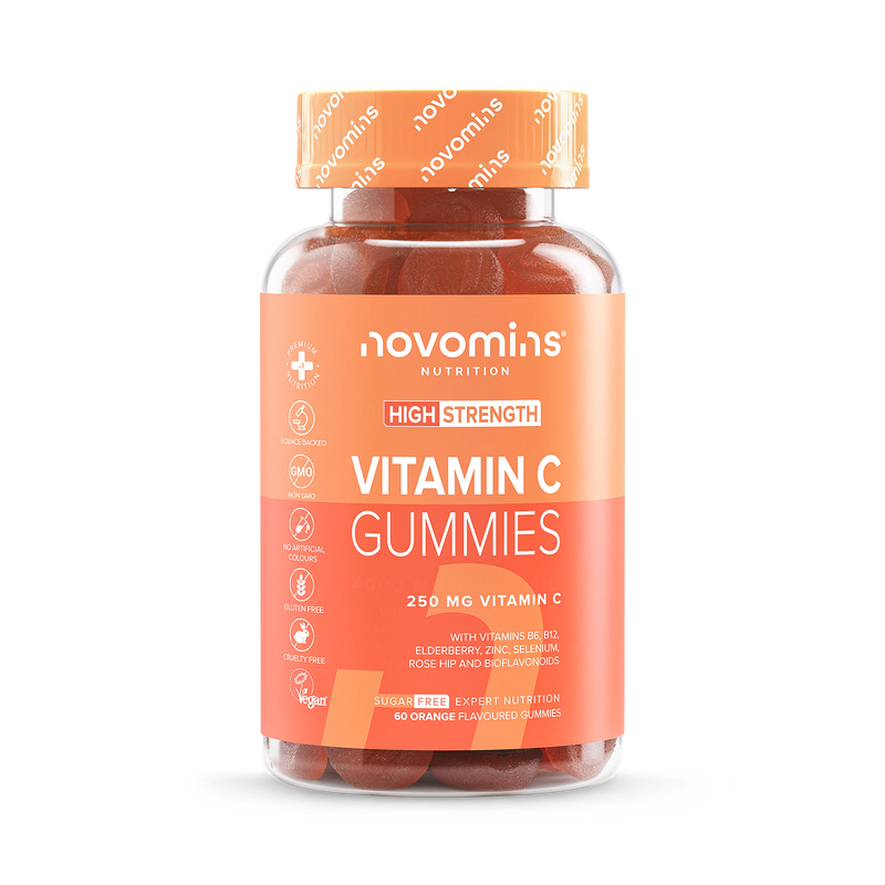 Novomins vitamin C gummies orange flavoured 60 count (British brand)