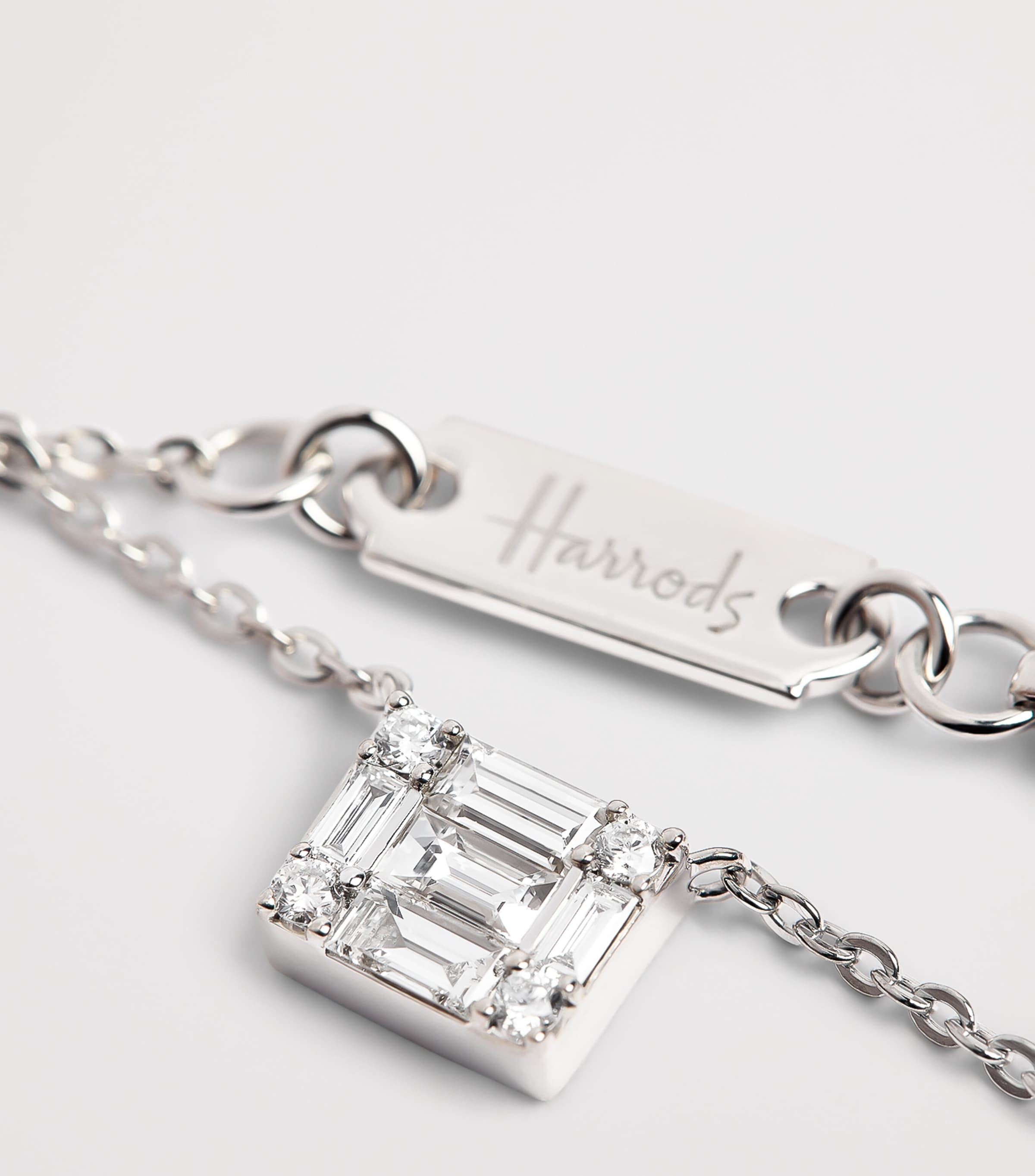 Harrods white gold diamond square illusion necklace 0.40ct, UK version