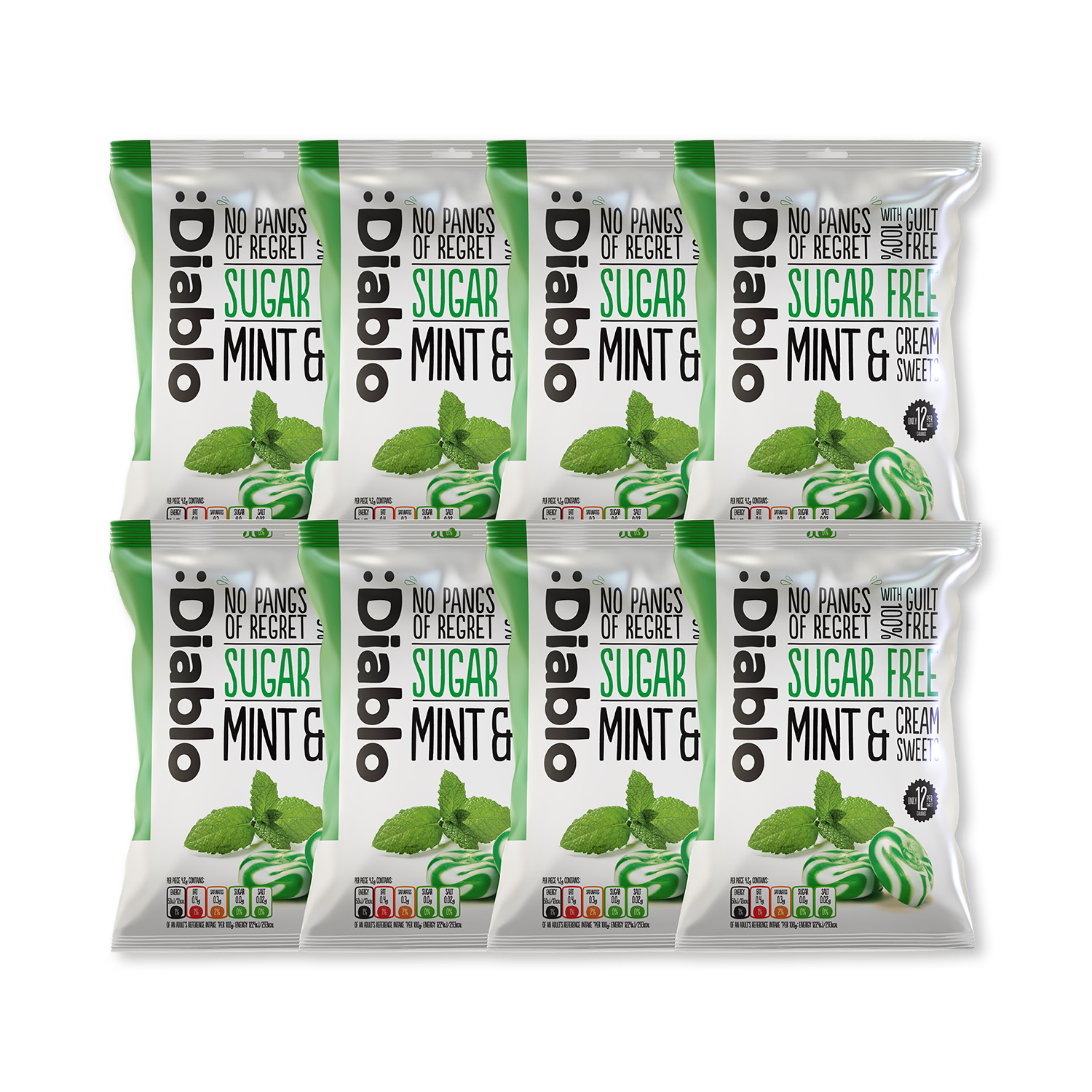 Diablo sugar free mint cream sweets 75g pack, UK version