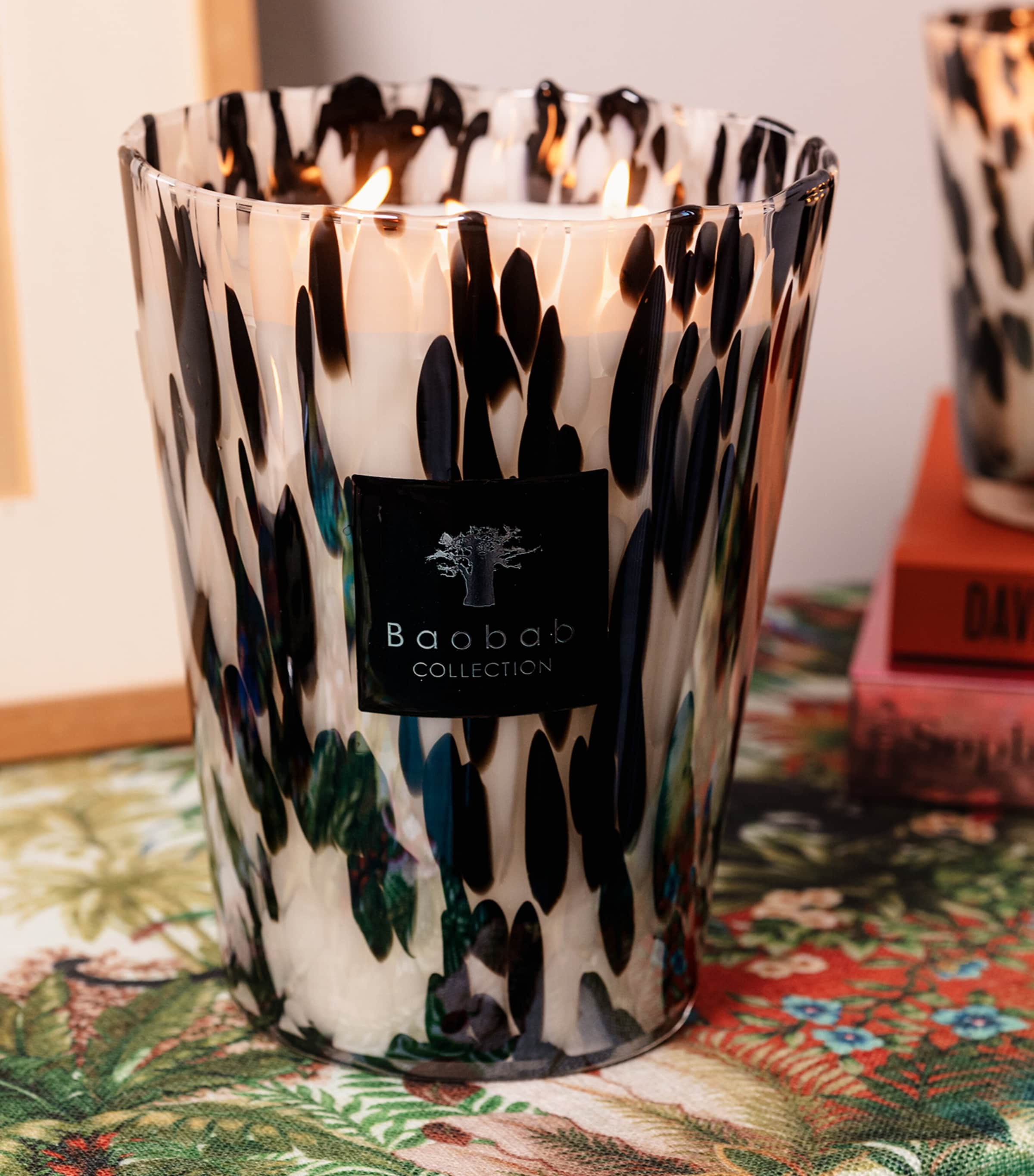 Baobab Collection black rose and ginger scented candle in glass holder, 24cm - British product