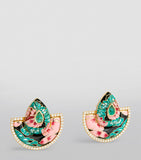 L'Atelier Nawbar yellow gold and diamond Chinoiserie bond fan earrings, UK version