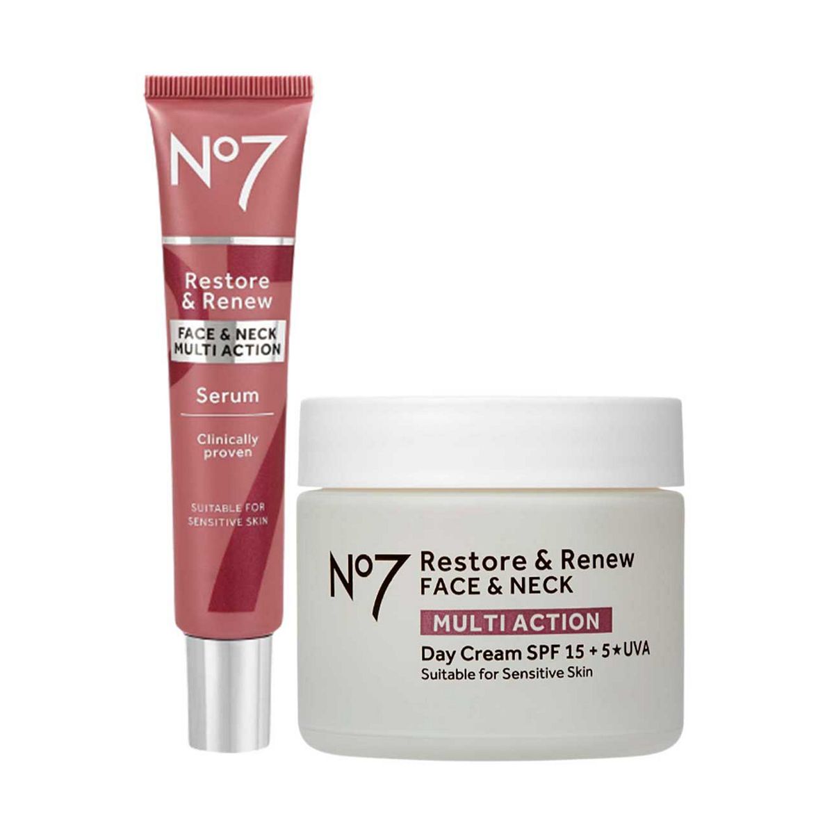 No7 Restore & Renew MULTI ACTION Day Cream & Serum Bundle GOODS Boots   