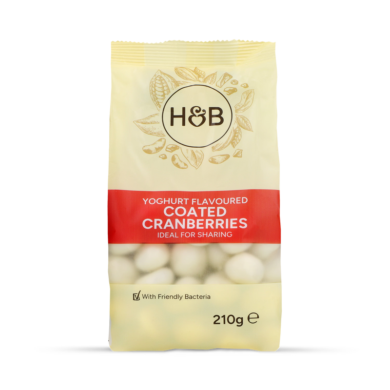 Holland & Barrett yoghurt coated cranberries 210g, imported from the UK