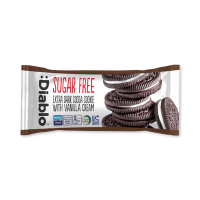 Holland & Barrett Diablo Sugar Free Extra Dark Cocoa Sandwich Cookie Vanilla Cream 44g- Buy online at McGrocer