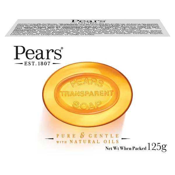 Pears Transparent Soap Bar 125g, imported from the UK