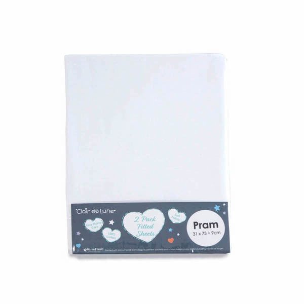 Clair De Lune Fitted Sheet Twin Pack Pram White GOODS Superdrug   