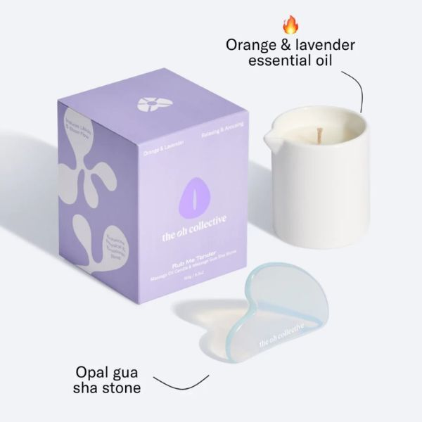 The Oh Collective Rub Me Tender Massage Oil Candle & Gua Sha