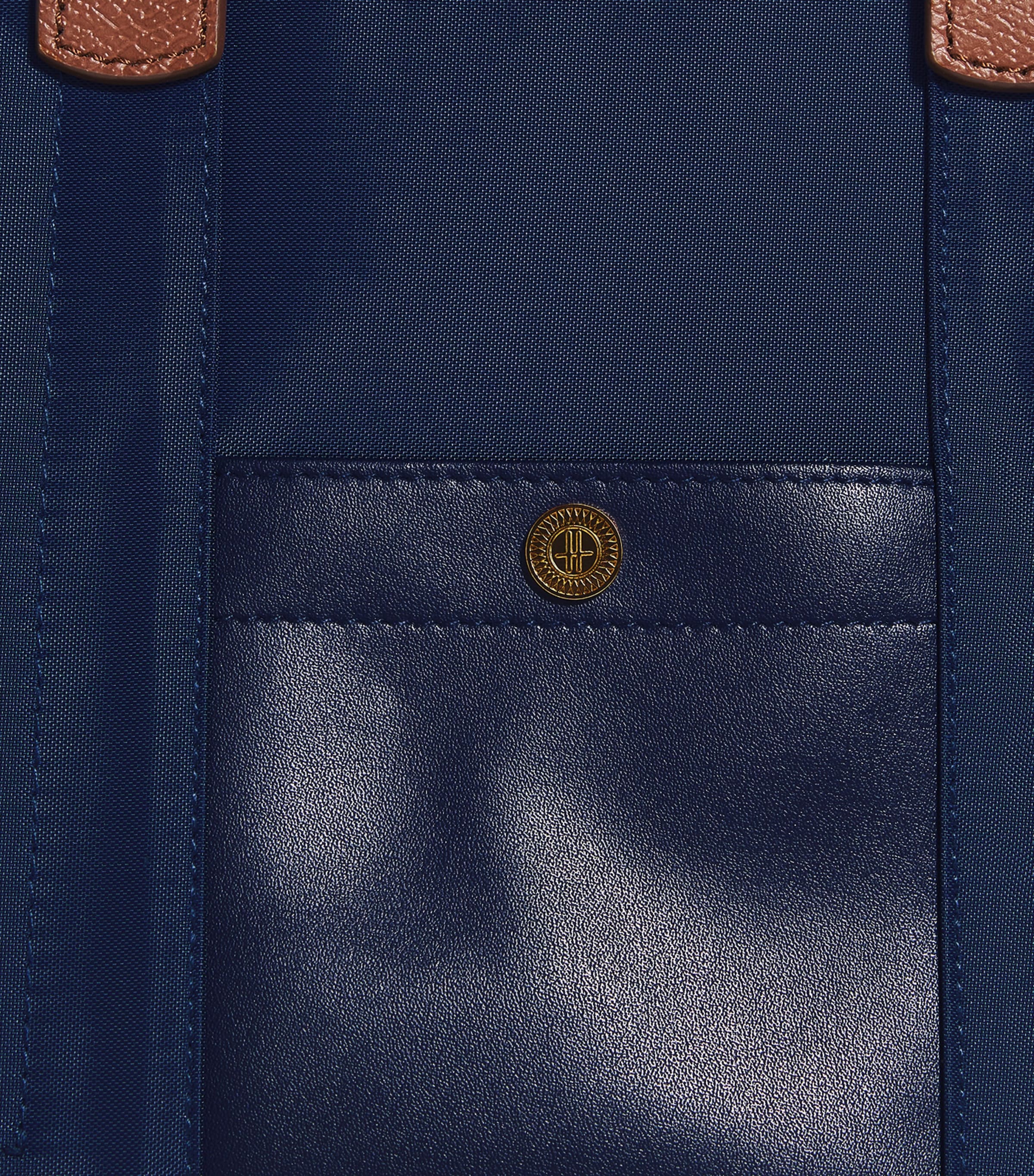 Harrods grab nylon tote bag with leather trims, imported from the UK