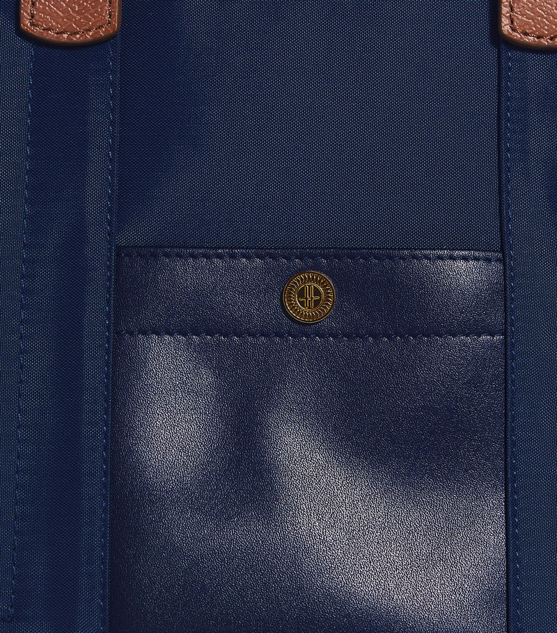 Harrods grab nylon tote bag with leather trims, imported from the UK