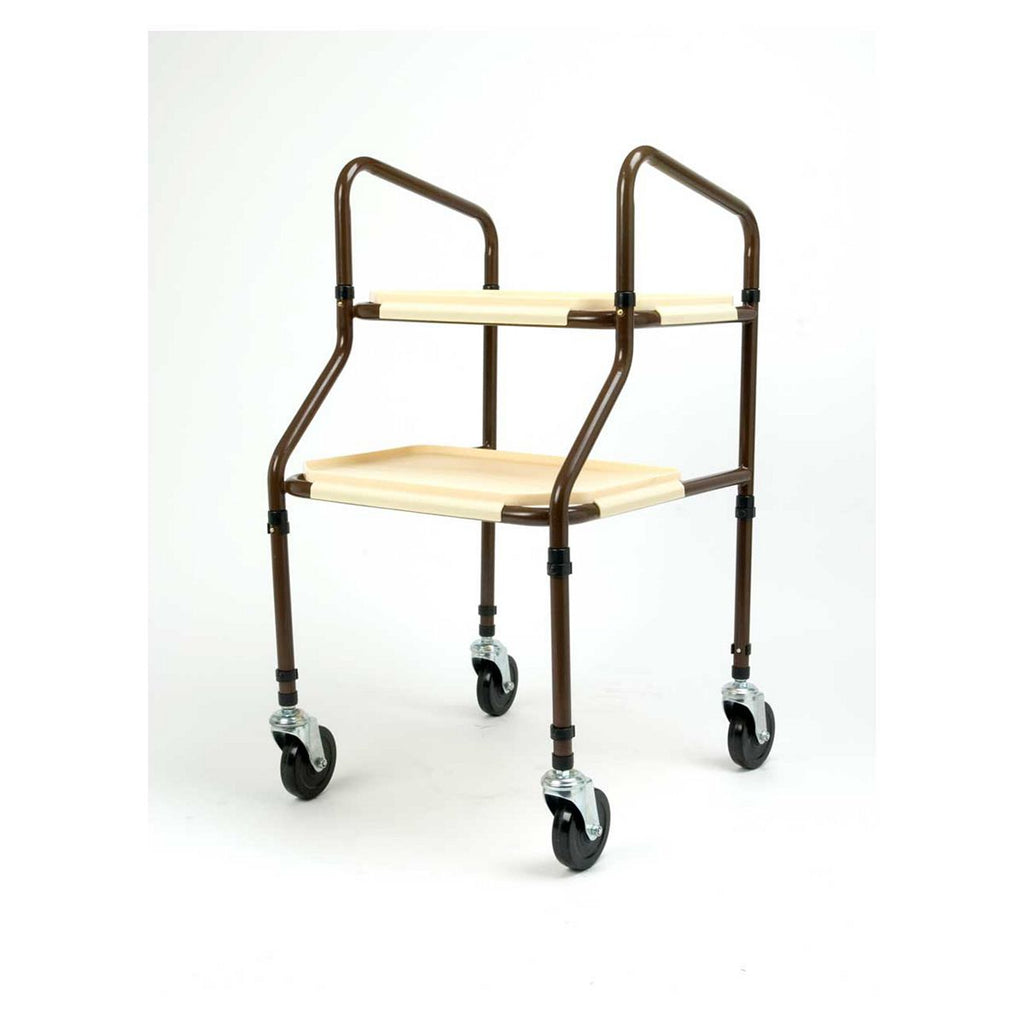 NRS Healthcare Home Helper Wheeled Trolley with Removeable Trays Brown