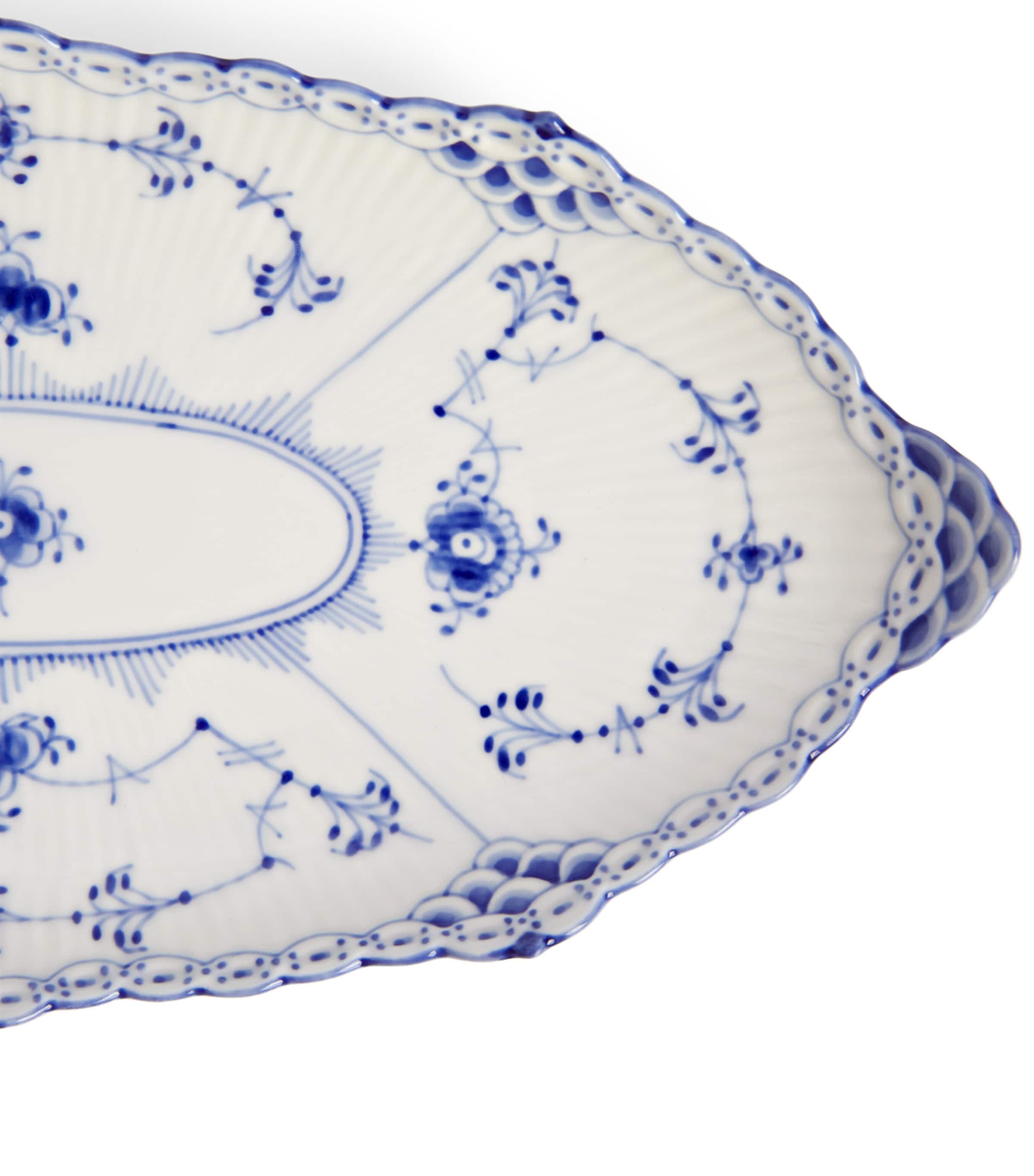 Royal Copenhagen Blue Fluted Half Lace oval dish 24.5cm, imported from the UK