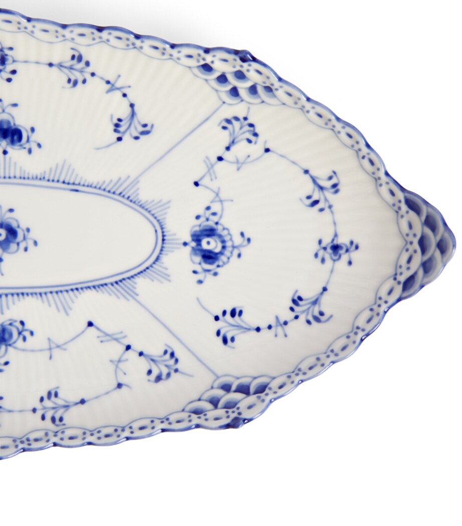 Royal Copenhagen Blue Fluted Half Lace oval dish 24.5cm, imported from the UK