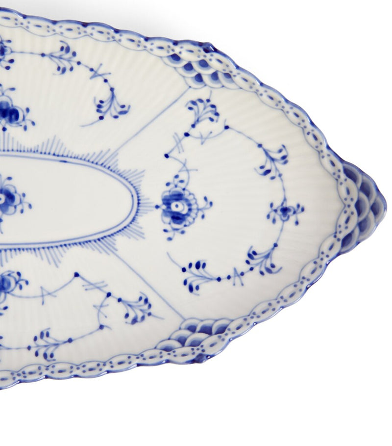 Royal Copenhagen Blue Fluted Half Lace oval dish 24.5cm, imported from the UK