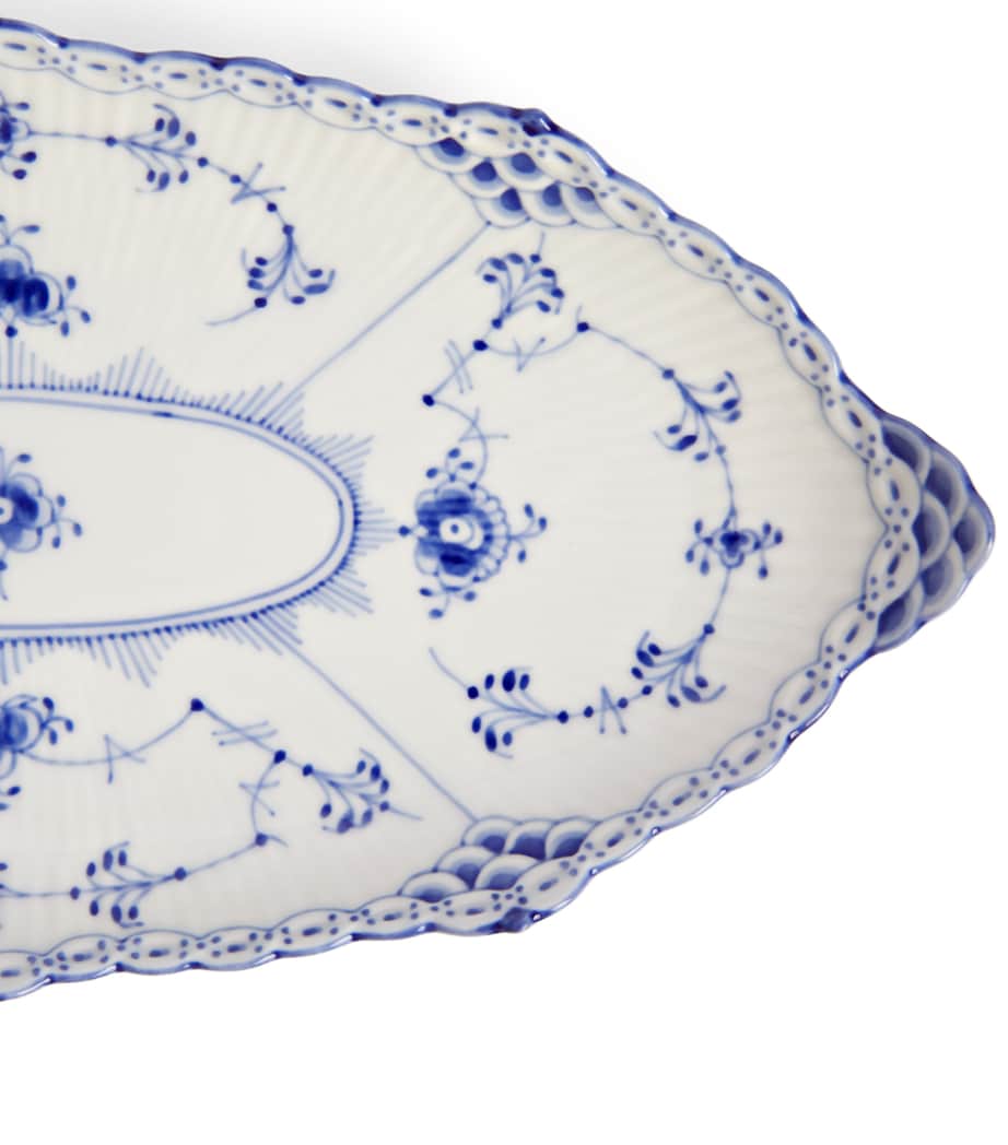 Royal Copenhagen Blue Fluted Half Lace oval dish 24.5cm, imported from the UK