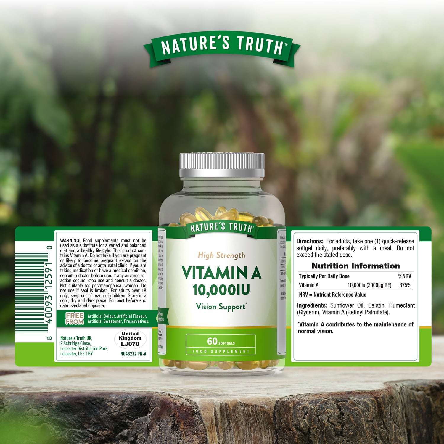 Nature's Truth Vitamin A 10,000 IU softgels, UK version
