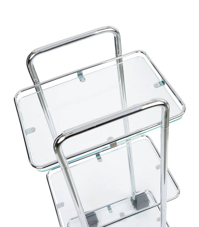 Harrods Square Chrome Trolley with Glass Shelves for Beauty Product Storage- Buy online at McGrocer