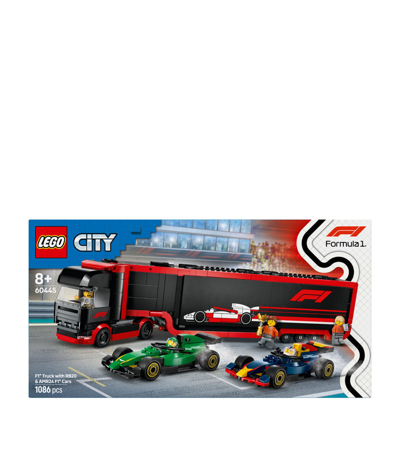 Lego F1 Truck with RB20 and AMR24 F1 Cars set, UK version