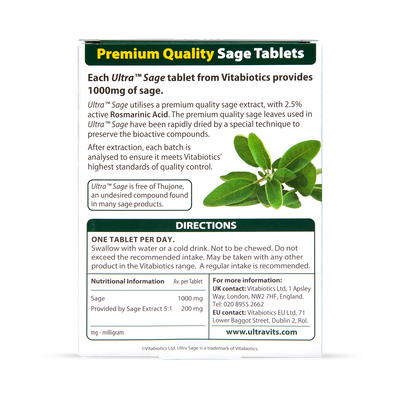 Vitabiotics Ultra Salvie Urte Tablett 1000mg 30 tabletter