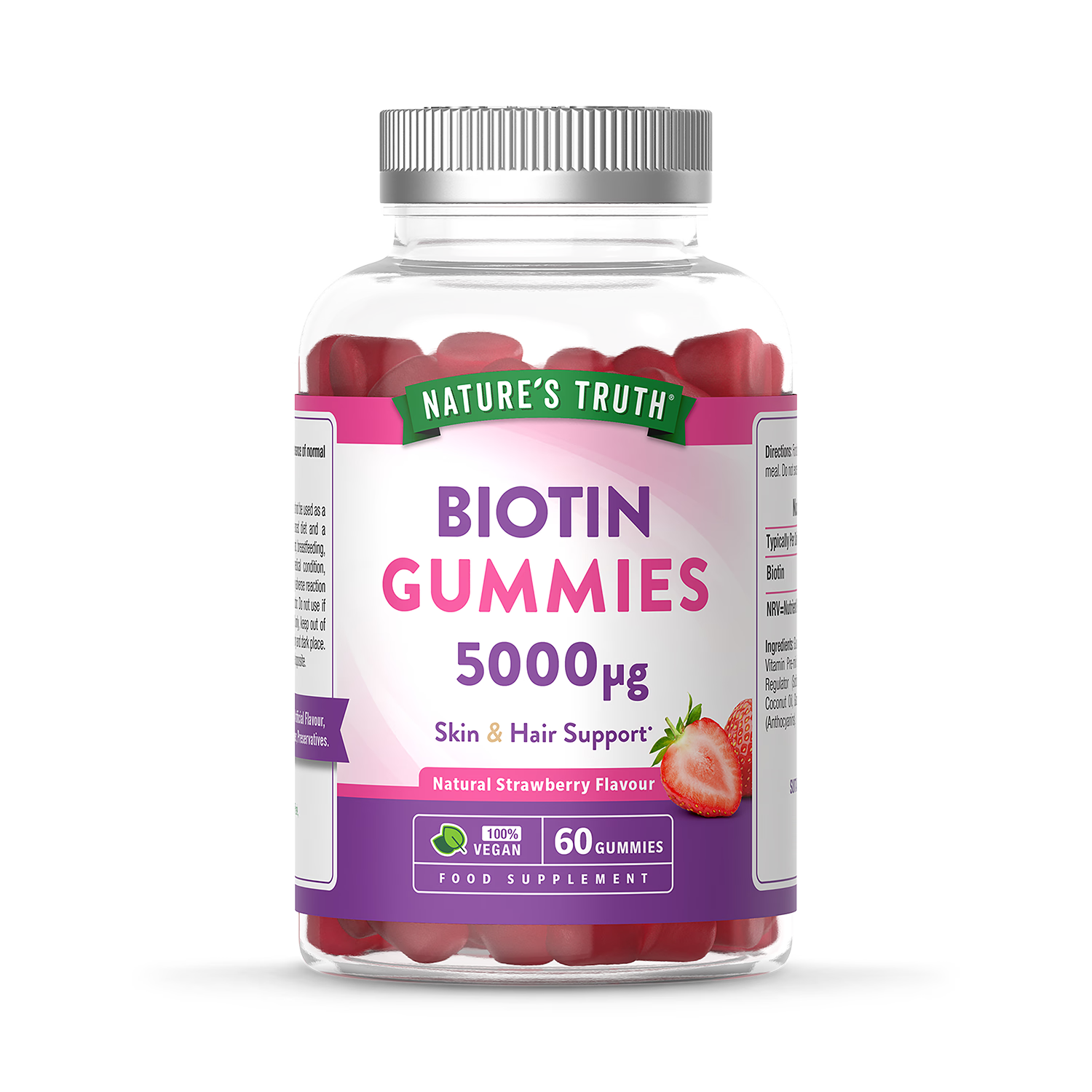 Nature's Truth Biotin 5000ug vegan gummies raspberry, UK version