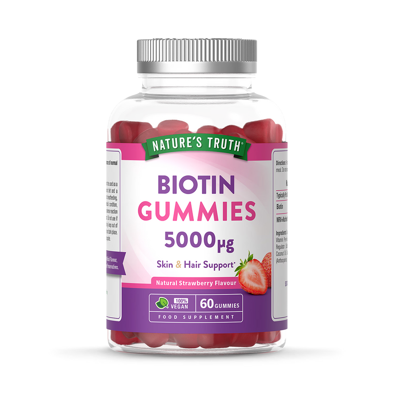 Nature's Truth Biotin 5000ug vegan gummies raspberry, UK version