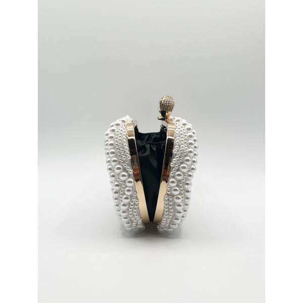 SVNX white pearl beaded clutch bag, UK version