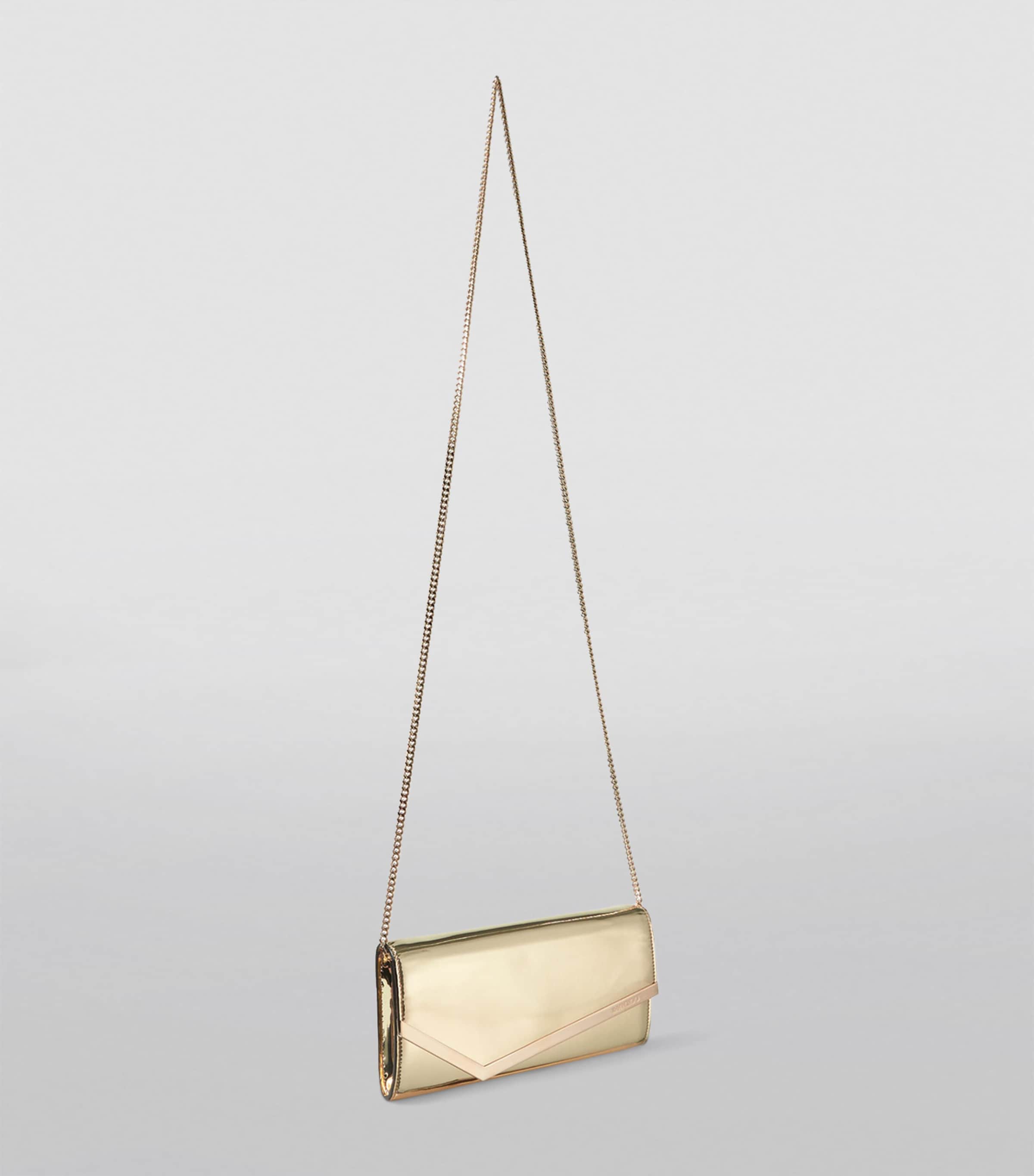 Jimmy Choo Emmie clutch bag with metallic finish, imported from the UK
