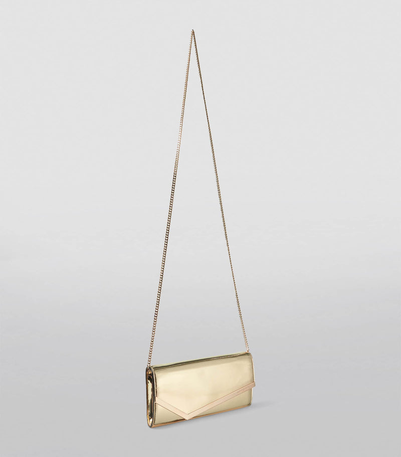Jimmy Choo Emmie clutch bag with metallic finish, imported from the UK